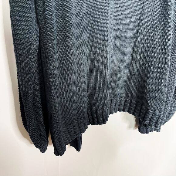 Hem & Thread M Teal Blue Green Chunky Knit Open Front Cardigan Sweater Textured - Picture 6 of 8